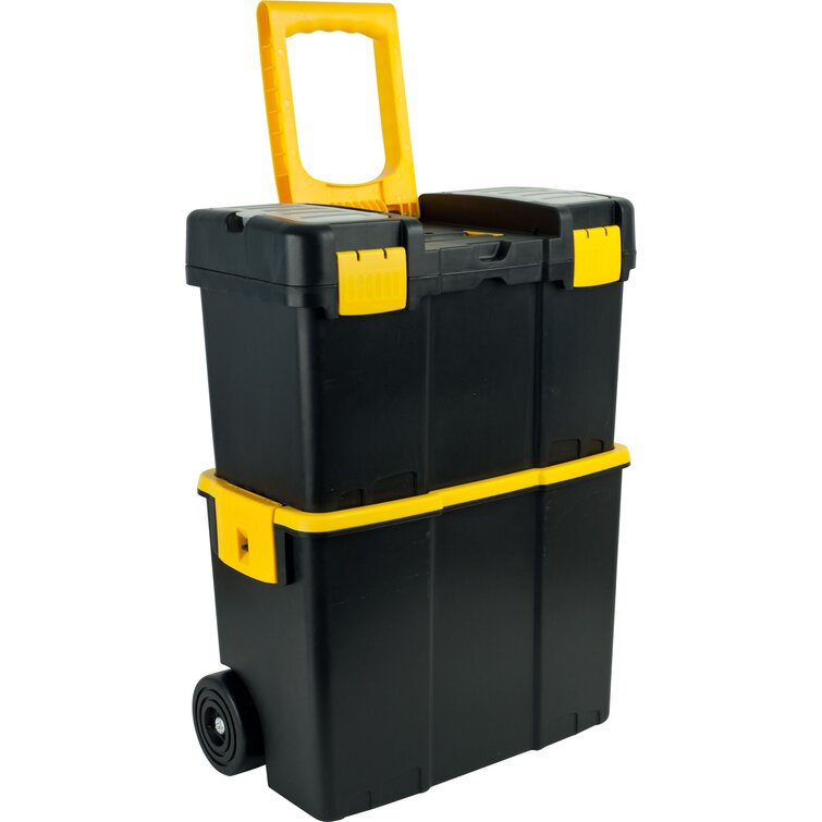 Stalwart Portable Tool Box with Wheels - Stackable Chest with Comfort  Handles - Tough Latches
